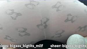 milf in pajamas masturbates showing her big ass and camel toe