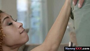 ebony nanny kendall woods gets railed on the sofa