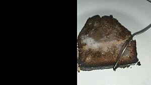 This cake is topped with delicious cum