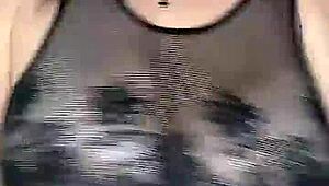 I fuck huge natural tits from above in stockings