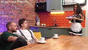 housewife monika fox got punished hard for bad dinner with anal dp