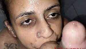 milf submissive gives master deep wet blowjob ending in creamy mouth cum