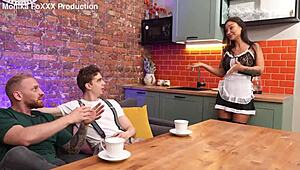 housewife monika fox got punished hard for bad dinner with anal dp