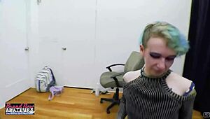 Blue Haired Exotic Coed Raven Masturbates And Deepthroats A Hard Cock