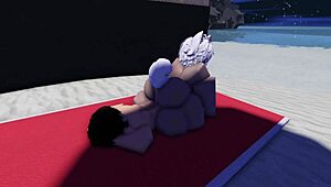 Roblox slut caught and intensely used on public beach
