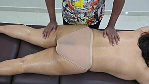 Lucky Boy Is Pampered with a Massage by a White Chick