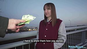 public agent - hot brunette dances for me in public before i fuck her hard