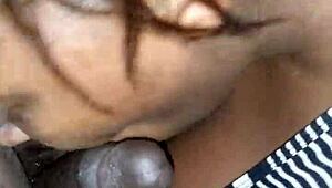 Sloppy amateurs black ebony blowjob