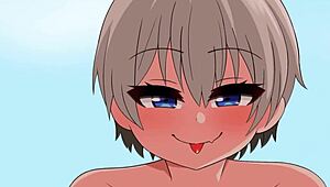 Uzaki Hana Engages In Intense Beach Sex With Cumshots And Titty Fucking. Missionary Positions Highlight Her Big Tits.