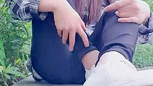 Why does she pee outdoors in stockings?