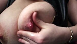 Squeezing Milk From Big Natural Tits On Webcam