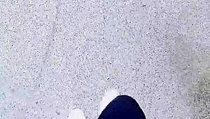 Why does she pee outdoors in stockings?