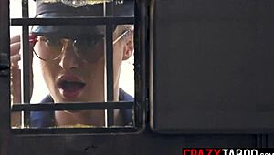 Big tits blonde cop with huge tits and ass gets caught and fucked hard by monster cock