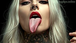 devils smoking fetish with lipstick and monster vibes