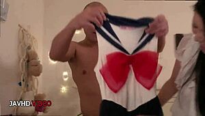 Insolent risa shimizu takes hardcore fuck in stockings for creampie finish