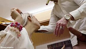 skinny secretary gets all holes stretched by boss