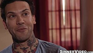 Tattooed Alexis Fawx Massages Big Boobs in Rough Sex