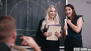 two big ass teachers fuck colleague after catching him