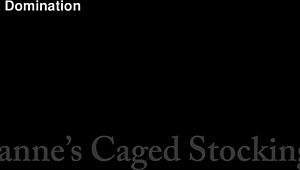 Roxanne endures footjob and caging in stockings