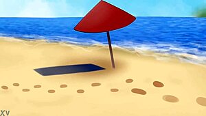 Uzaki Hana Engages In Intense Beach Sex With Cumshots And Titty Fucking. Missionary Positions Highlight Her Big Tits.