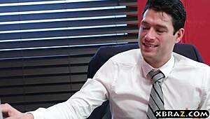 The headhunter, a persuasive latina milf, flaunts her big curves at the office