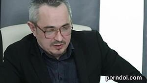 Young Natural Teased And Poked By Older Lecturer