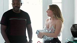 Teen intensely tugs massive black cock