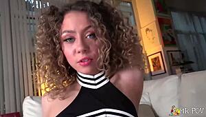 Allie addison teases with panties before passionately riding daddy's huge cock