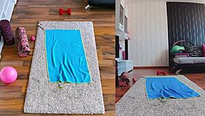 Curvy MILF spreads ASSHOLE during NAKED yoga workout