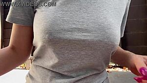 Italian big tits smoking outdoor