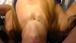 Tattooed Latina Gives Boyfriend Amazing Blowjob