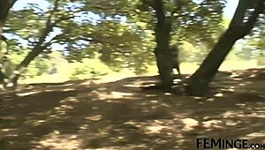 Blonde Model Licks Pussy Outdoors