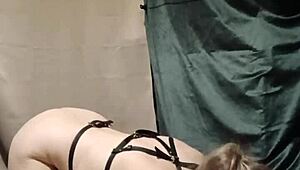 Intense Female Slave Masturbates In Harness