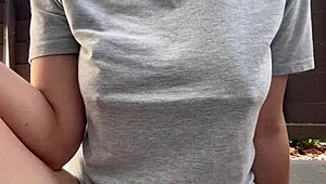 Italian big tits smoking outdoor