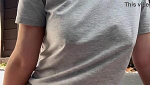 Italian big tits smoking outdoor