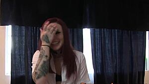 Tattooed Babe Poses Behind The Scenes