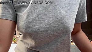 Italian big tits smoking outdoor