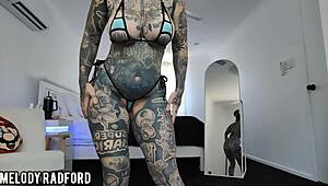 milf tries on bikini with led butt plug