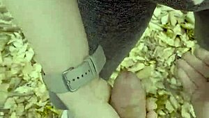 Blonde teen stops hiking for outdoor public park sex, getting creampied passionately