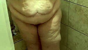 Curvy BBW wife washing up in the shower part 2