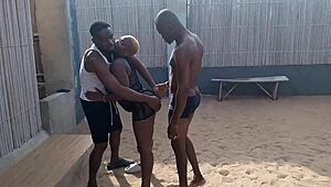 me and my friend meet a big boobs girl on the beach and have fun