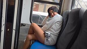 A couple enjoys a ride on the public bus and checks into a hotel.