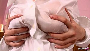 Japanese Masseuse Delivers Intense Tit and Blowjob to Client at Parlour in Uncensored POV, Featuring Oiled Skinny Body and Deepthroat