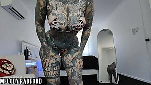 milf tries on bikini with led butt plug