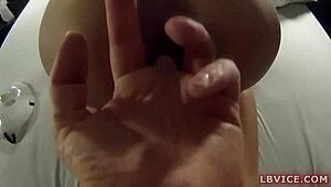 Submissive ladyboy Aoki worships cock in handcuffed scenes