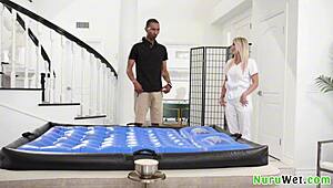 Sexy big tit blonde masseuse gives amazing wet nuru massage and sucks bbc - andi avalon scotty p