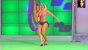 i watch lady lu doin her super positve striptease, rippin her clothes off on brazilian tv