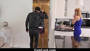 Daddy shoves his giant cock inside his stepdaughter's tight pussy