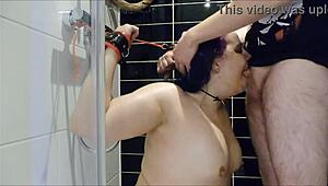 Bound submissive slut sandra endures deepthroat humiliation and puke during rough facefuck