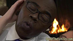 stepdaughter sucks big black cock and gets banged hard in group scene